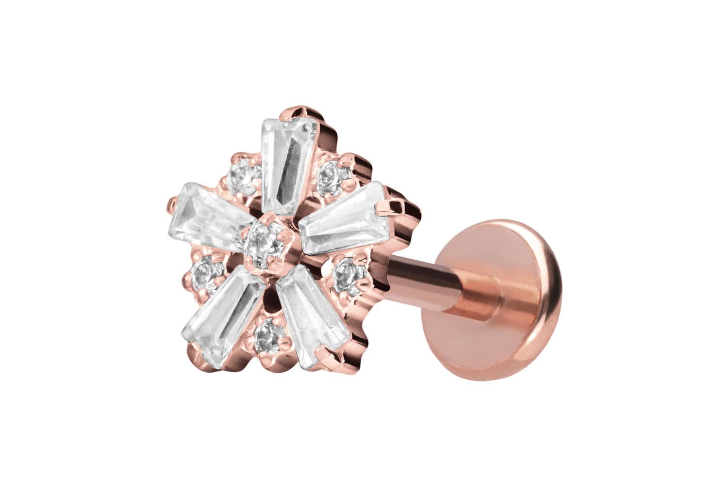 Titan Labret Piercing mit Push Fit SCHNEEFLOCKE